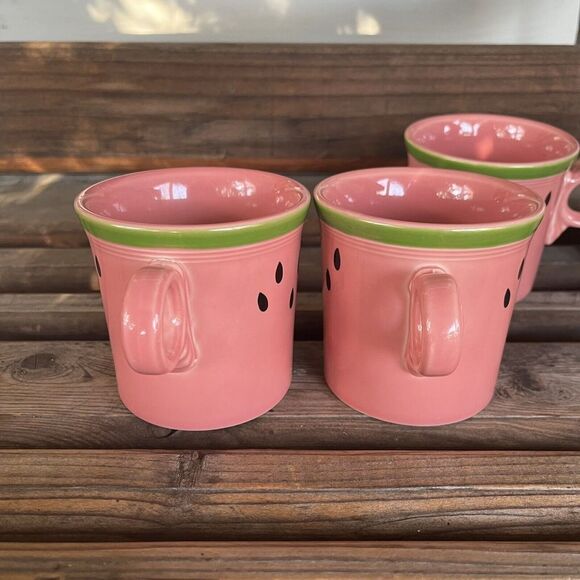 Fiesta Watermelon by Homer Laughlin Set of 4 Mugs 10-oz Round Handle USA Retired - Picture 6 of 14